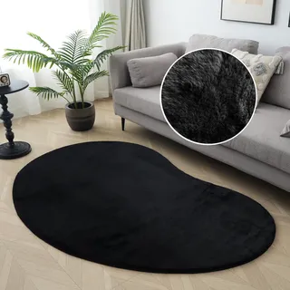Fellteppich OTTO HOME "Balu Bean, Kaninchenfell" Gr. 75, schwarz, B:90cm H:20mm L:135cm, Kunstfaser, Teppiche, Fellteppich, Kunstfell Teppich, Modern, weich, Wohnzimmer, Schlafzimmer