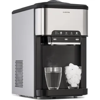 Klarstein Eiswürfelmaschine für Zuhause Camping Gastro, Schnelle Mini Eiswürfelmaschine Klein, Profi Eismaschine für Große Kleine Klare Eiswürfel, Selbstreinigend mit 3L Eiswürfelbehälter, 20kg/24h - Silber