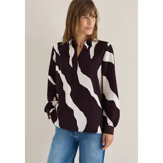 Langarmbluse CECIL, Damen, Gr. M (40), eggplant rot, Web, Obermaterial: 88% Viskose, 12% Polyamid, bedruckt, bequem hüftbedeckend, Rundhals, Bündchen, Blusen Langarmbluse, mit Tapebündchen und grafischem Muster