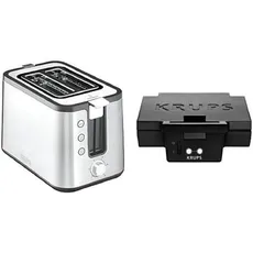 Krups KH442D10 Control Line Premium Toaster mit 6 Bräunungsstufen (720 Watt) edelstahl/schwarz & FDK 451 Sandwich-Toaster (850 Watt, Toastplatten 25 x 12 cm) schwarz
