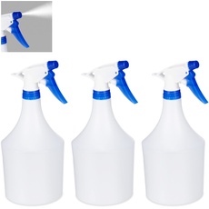 Bild Sprühflasche Pflanzen, 3er Set, einstellbare Düse, 1 Liter, mit Skala, Kunststoff, Blumensprüher, weiß-blau, 3 Stück