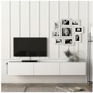 [en.casa] TV Möbel, Vihti 180x31x29,5cm Weiß