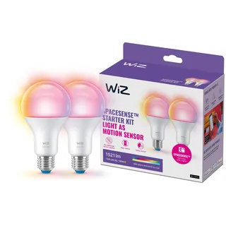 WiZ E27 LED Lampe Tunable White & Color, dimmbar, 100W, 16 Mio. Farben, smarte Steuerung per App/Stimme über WLAN, Doppelpack