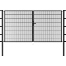 Bild von Alberts Zaundoppeltür, 400 cm Breite, in versch. Höhen grau