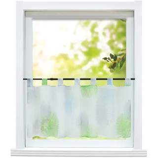 ESLIR Scheibengardine Küche Bistrogardine Modern Gardinen Kurz Grün 60x120 | Transparent, Kurzgardine mit Schlaufen, Vorhänge Voile, 1 Stück, Küchengardinen, Kurzstores landhaus, Fenstergardinen deko