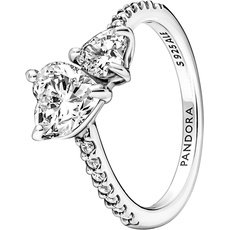 Bild Timeless Doppel-Herz Funkelnder Ring aus 952 Sterling Silber mit klaren Cubic Zirkonia Steinchen 191198C01-56