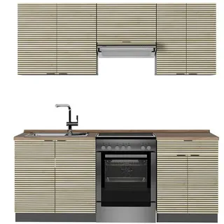 Vicco Küchenzeile Fame-Line 200 cm Eiche Paneel/Anthrazit