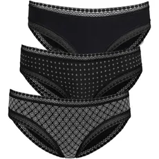 LASCANA Bikinislip, (Packung, 3 St.), aus elastischer Baumwolle mit weicher Spitze, schwarz