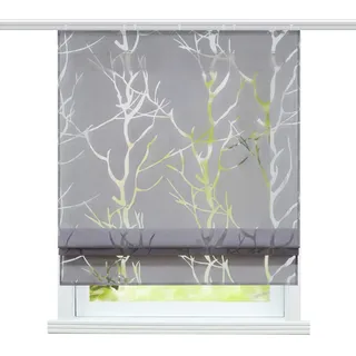 ESLIR Raffrollo Klettband Wohnzimmer Raffgardine Ausbrenner Grau4 120x140 | GardinenKüche,VorhängeTransparent,Bändchenrollo Modern,Fensterrollo innen,1Stück,mit Klettschiene,Voile,Landhaus