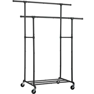 FOUCSSOMEI Robuster Kleiderständer, industrieller Rohr-Kleiderständer mit Regal, kommerzielle Qualität, zum Aufhängen von Kleidung, Lageranzeige, schwarz, 1YJ02B