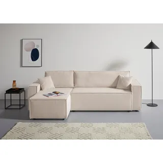 OTTO home "CASSI L-Form, 241cm - OTTO. Verlässliche Qualität.", Schlaffunktion (133/200), Bettkasten, Cord, Unser Tiefpreis, creme