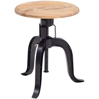 Mid.you Drehhocker , Schwarz , Holz , Akazie , massiv , Stativgestell , 39x62.5x39 cm , Sitzfläche 360° drehbar , Wohnzimmer, Sessel, Hocker & Hockerbänke, Sitzhocker