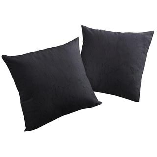 Dekokissen WIRTH "Lahnstein" Gr. 2, schwarz (schwarz, gemustert unifarben), B:50cm L:50cm, Polyester, Dekokissen_Sitzkissen_Kissenhüllen, Dekokissen, Kissenhülle ohne Füllung, 2 Stück