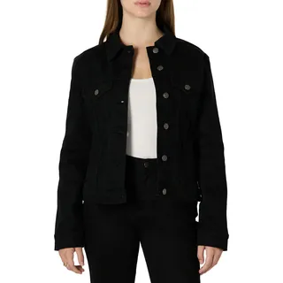 Amazon Essentials Damen Regular-Fit-Jeansjacke, Denim mit Geringem Stretchanteil, Knopfleiste an der Vorderseite, Schwarz, L