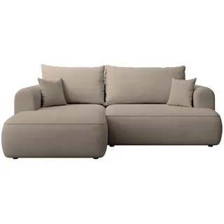 Selsey Eckschlafsofa Ovo Mini Greige Easy-Clean-Chenille-Bezug , Textil , Ottomane links,L-Form , 238x156 cm , Wohnzimmer, Sofas & Couches, Wohnlandschaften, Ecksofas