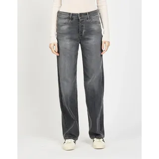Weite Jeans GANG "94JUL", Damen, Gr. 28, N-Gr, grau (worn midgrau), Denim/Jeans, Obermaterial: 91% Baumwolle, 7% Polyester, 2% Elasthan, gerade lang, Jeans Weite Jeans, Comfort Straight Fit