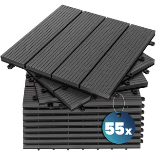 WPC Fliesen 55er-Set Klassik Anthrazit - 30x30cm