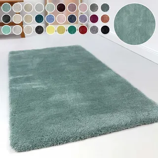 Esprit Hochflor-Teppich "Relaxx ESP-4150" rechteckig 25 mm Höhe Wohnzimmer, sehr große Farbauswahl, weicher dichter Hochflor, türkis, grau