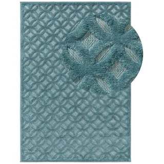 Kunstloft Outdoorteppich Bonte Türkis 200x290 cm , Kunststoff , Grafikmuster , Rechteckig , 200x1 cm , Gots , wasserabweisend , Teppiche und Böden, Teppiche, Outdoorteppiche