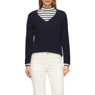 s.Oliver Feinstrickpullover mit V-Ausschnitt und Rollkante am Saum