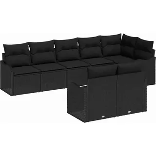 vidaXL Gartensofa-set 8 stk. Schwarz Poly-Rattan - Schwarz