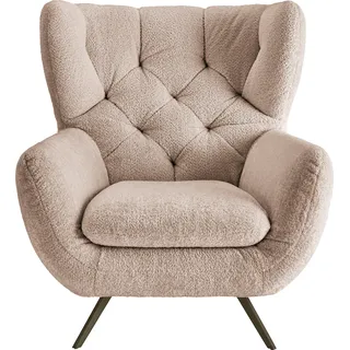 3C Candy Sessel »Beatrice Ohrensessel mit Knopfheftung im Rücken« bequemer Retro Solitärsessel auch in Cord und Fellimitat, braun