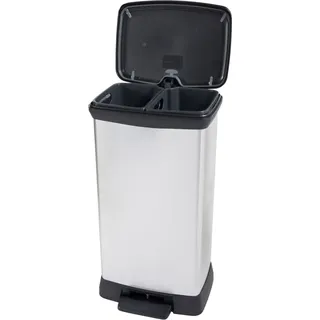 Curver Duo Tretmülleimer Deco 23L+23L Silbern - Silber