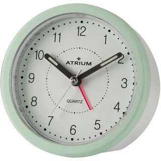 Atrium moderner Design Wecker Analog Quarz ohne Ticken mit Licht und Snooze Weiß Mintgrün Rund A260-3
