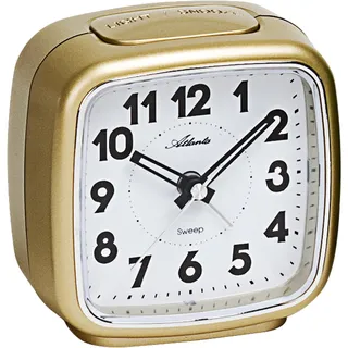 Atlanta 1978/9 Wecker Quarz analog golden leise ohne Ticken mit Licht Snooze - Gold