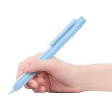 MoKo Hülle Kompatibel mit Apple Pencil 1. Generation, Retractable Ausziehbare Schutzhülle mit Apple Pencil Hülle, Stifthalter mit Stabilem Clip, rutschfeste Einfarbige Stifthülle, Himmelblau