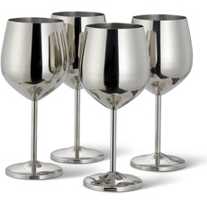 Oak & Steel - 4 Elegante große Weingläser in Silber, 550ml - unzerbrechliches Glas-Geschenkset für Hausbar, Hochzeit, Jahrestag, Geburtstagsfeier