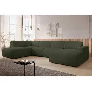 AX LIVING XXL Sofa U Form Didim Grün 378cm breit modern & großzügig L - Grün