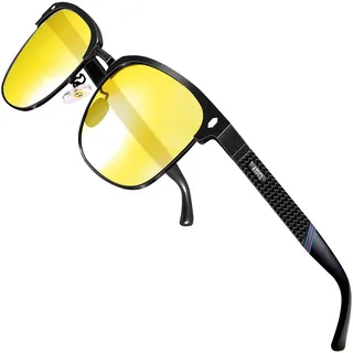 ATTCL Nachtsichtbrille Herren Nachtfahrbrille für Autofahrer Rechteckig Al-Mg Metallrahmen Ultraleicht Gelbe Gläser 8-188 Yeshi
