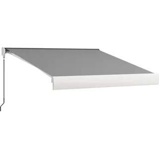Gelenkarmmarkise 3m – elektrische Markise mit Handkurbel & Fernbedienung, Balkonmarkise & Sonnenschutz aus Aluminium, Terrassenbeschattung, Hellgrau - Hellgrau