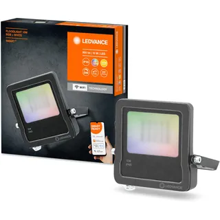 LEDVANCE Smarte LED Aussenleuchte mit WiFi Technologie, Flutstrahler für Außen, RGB-Farben änderbar, 10W, aus dunkelgrauem Aluminium, Kompatibel mit Google und Alexa Voice Control, SMART+ WIFI FLOOD