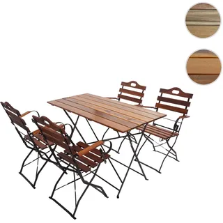 Biergarten-Set HWC-J40, Bistroset Klapptisch Klappstuhl, Gastronomie-Qualität Akazie MVG-zertifizier