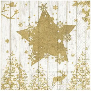 Weihnachts Lunchservietten "Winter print gold" - 33 x 33 cm