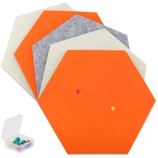 SEG Direct Sechseckig Filztafel in Orange/Elfenbein/Grau, 5-teiliges Set mit Stecknadeln 30 cm x 26 cm