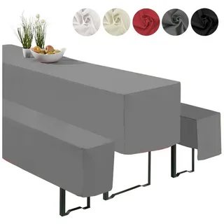 heimtexland ® Hussen Set 3-teilig Bierzeltgarnitur 1x Tischhusse Biertisch 2x Bankhusse Bierbank Tischdeko Typ860 Anthrazit 50x220 cm - Grau