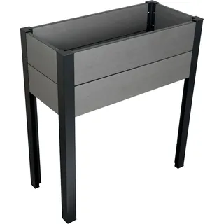 WPC Balkonhochbeet mit Alu-Pfosten Grau-Schwarz 88 cm x 80 cm x 35 cm