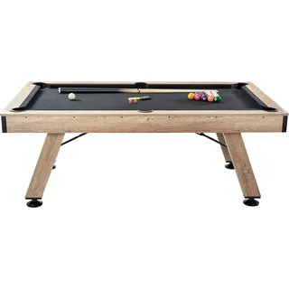 Billardtisch, 7-Fuß-Poolbillardtisch, verstellbare Beine, stabiler Billardtisch, Poolbillardtisch-Set inklusive Kugeln, Queues, Kreide und Bürste, Holzfarbe mit schwarzem Tuch, perfekt für das Familien-Spielzimmer, Kinder und Erwachsene