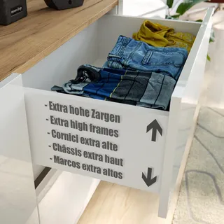 Posseik Sideboard Industrial Q 3 Schubladen 3 Türen 180 cm Grafit Eiche Top