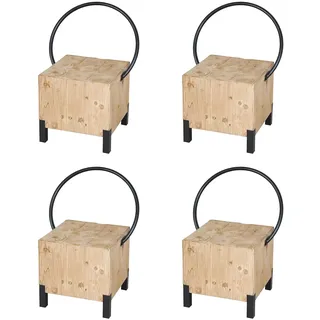 Mendler 4er-Set Esszimmerstuhl HWC-L76, Besucherstuhl Hocker, Industrial Metall Massiv-Holz MVG-zertifiziert, natur