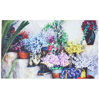Homescapes FUßMATTE Blumentreppe, Gummi 45/76 cm , Naturmaterialen , Floral , Rechteckig , 45x76 cm , Teppiche und Böden, Schmutzfangmatten, Fußmatten