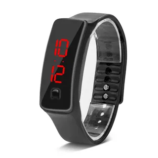 Naroote LED-Digitaluhr für Damen, Silikonarmband, Sportuhr, Digitales 12-Stunden-Zifferblatt, Elektronisches Display, Armbanduhr für Männer, Frauen, Teenager, Studenten (Schwarz)