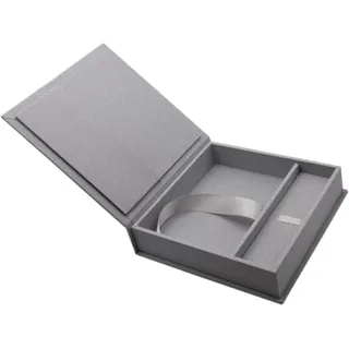 Elegantdisk Elegant Erinnerungsbox, Foto-Box mit USB Slot. Geschenkbox für USB-Sticks und Fotoabzüge 10x15cm. Aufbewahrungsbox Hochzeitsbox, Fotogeschenk, 18x18 cm (HGrau)
