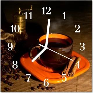 Glasuhr Wanduhr Küchenuhr Echt-Glas 30x30 cm Kaffee braun - Braun