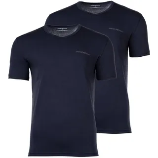 T-Shirt EMPORIO ARMANI "T-Shirt CORE LOGOBAND 2er Pack", Herren, Gr. M, blau, Obermaterial: 95% Baumwolle CO. 5% Elasthan EL., Shirts T-Shirt
