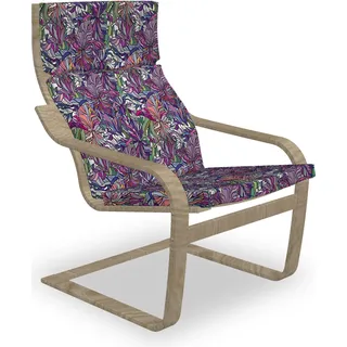 ABAKUHAUS Blumen Poäng Sessel Polster, Tropischen Dschungel Blumenstrauß, Sitzkissen mit Stuhlkissen mit Hakenschlaufe und Reißverschluss, Mehrfarbig