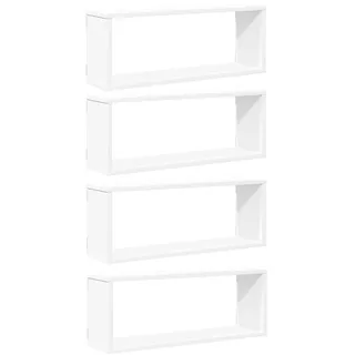 vidaXL Wandregalset 4-teilig 60/15/23 cm aus Holzwerkstoff Weiß , Strukturbuche , Rechteckig , 60x23x15 cm , Wohnzimmer, Regale, Wandregale